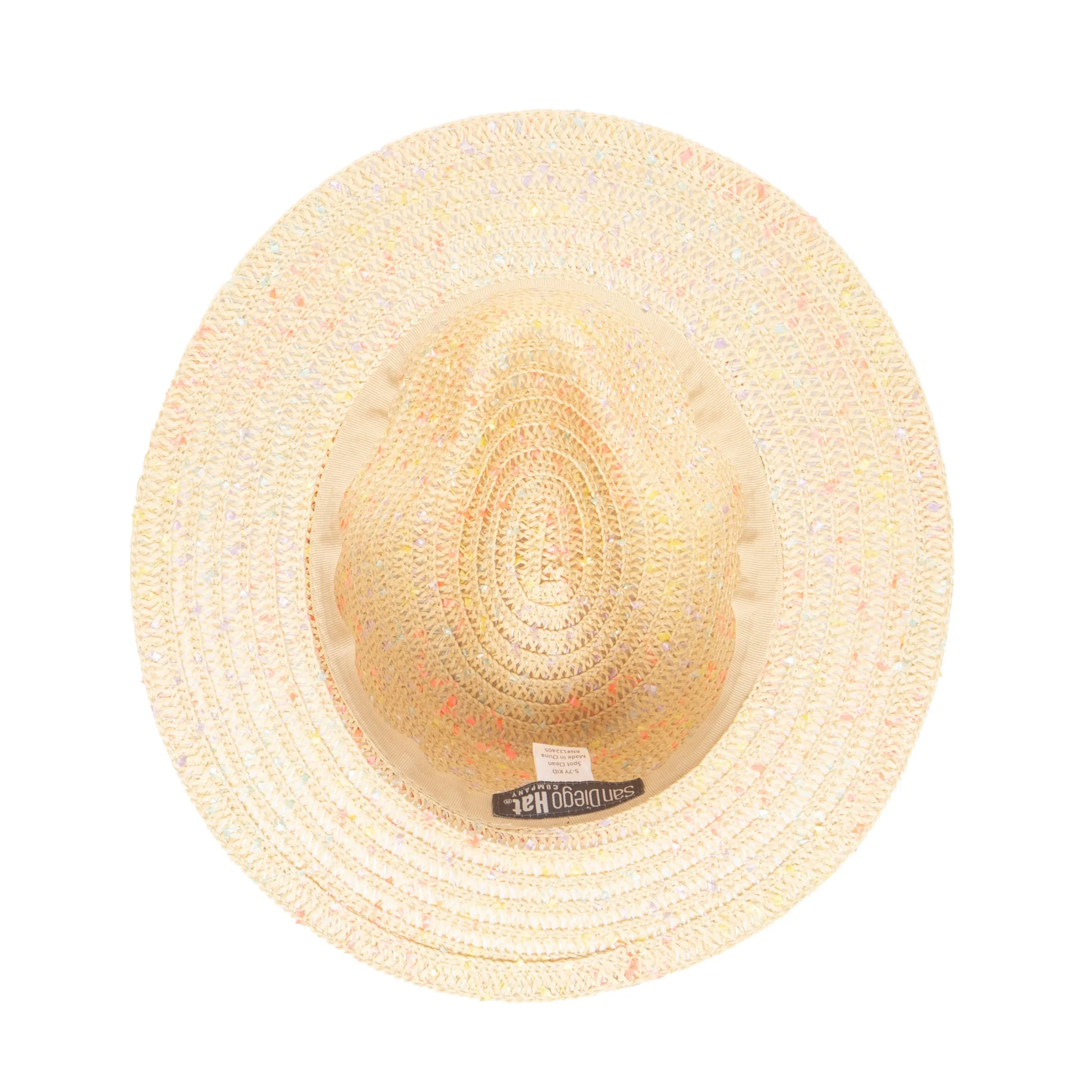 5-7 Yr Kid's Paperbraid Multi-color Fedora with Blush Band/Bow