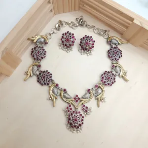 Alicia dual tone Gold and Silver Hasli necklace set
