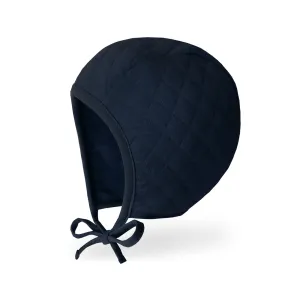 Baby Cozy Quilted Bonnet Cotton Pilot Cap Hat | Navy