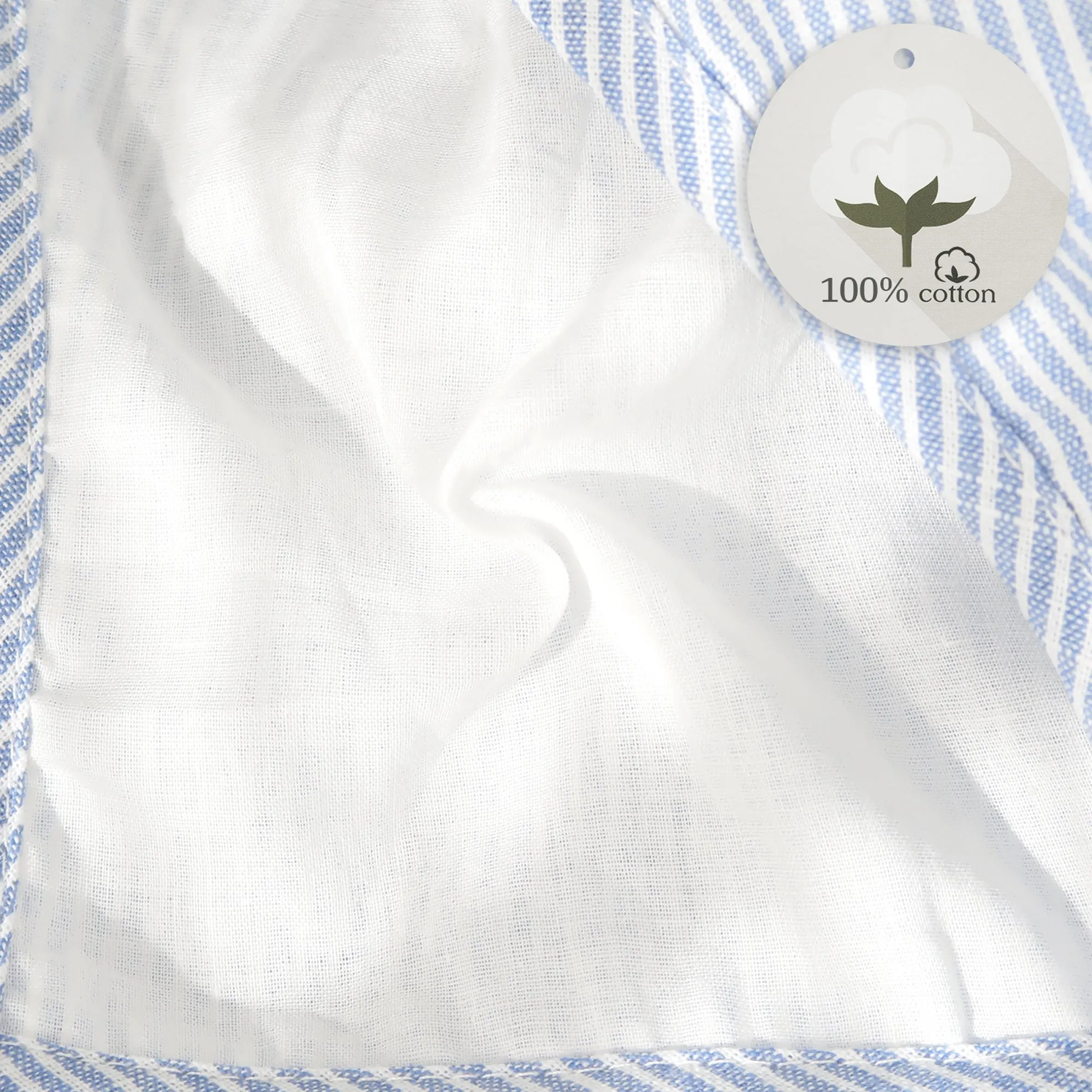 Baby Muslin Lined Stripe Bear Bonnet Hat | Beige