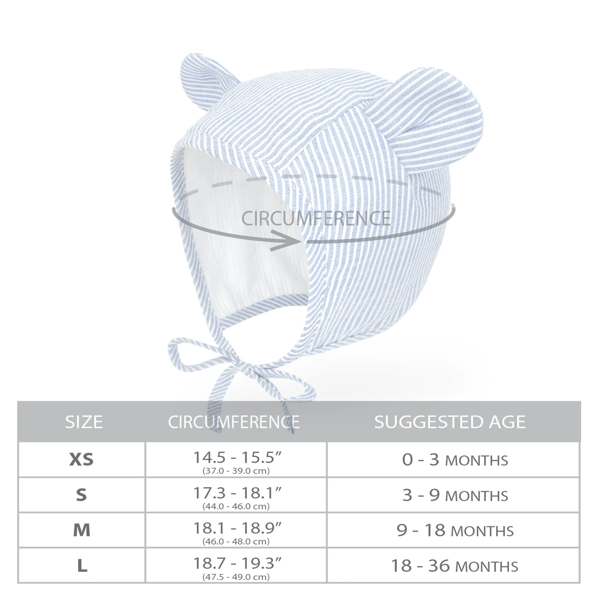 Baby Muslin Lined Stripe Bear Bonnet Hat | Beige