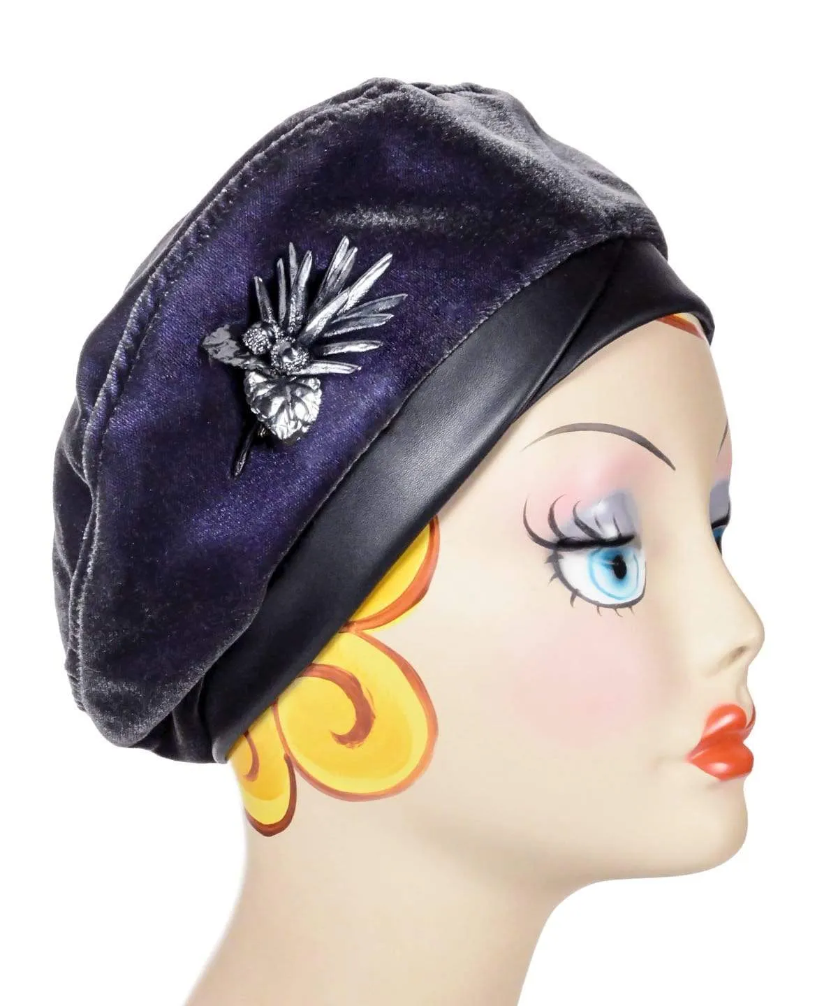 Beret, Reversible -  Velvet in Smoky Quartz (One Medium Left!)