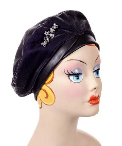 Beret, Reversible -  Velvet in Smoky Quartz (One Medium Left!)