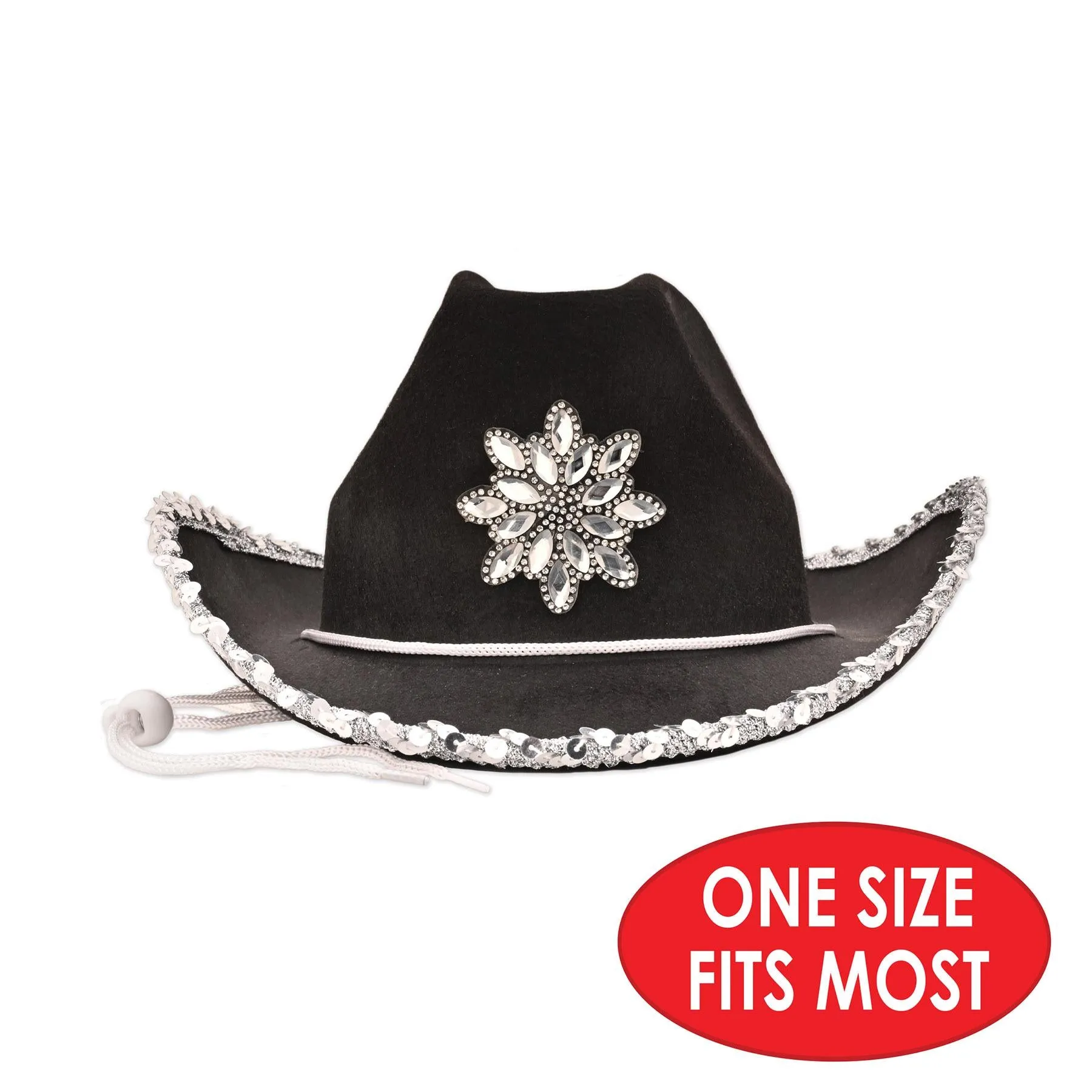Black Felt Cowgirl Hat with Gemstones (6 Per Case)