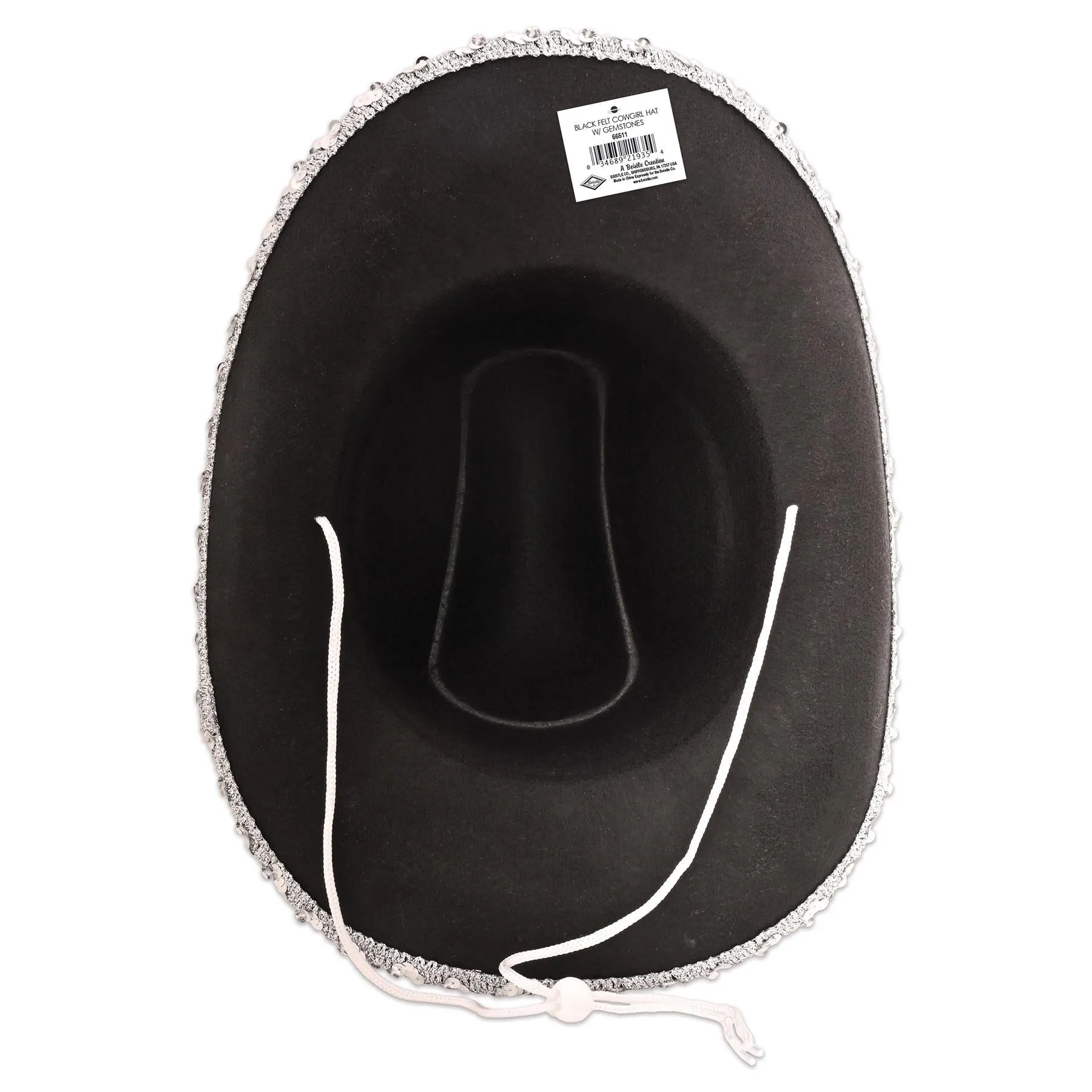 Black Felt Cowgirl Hat with Gemstones (6 Per Case)
