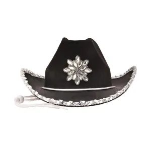 Black Felt Cowgirl Hat with Gemstones (6 Per Case)