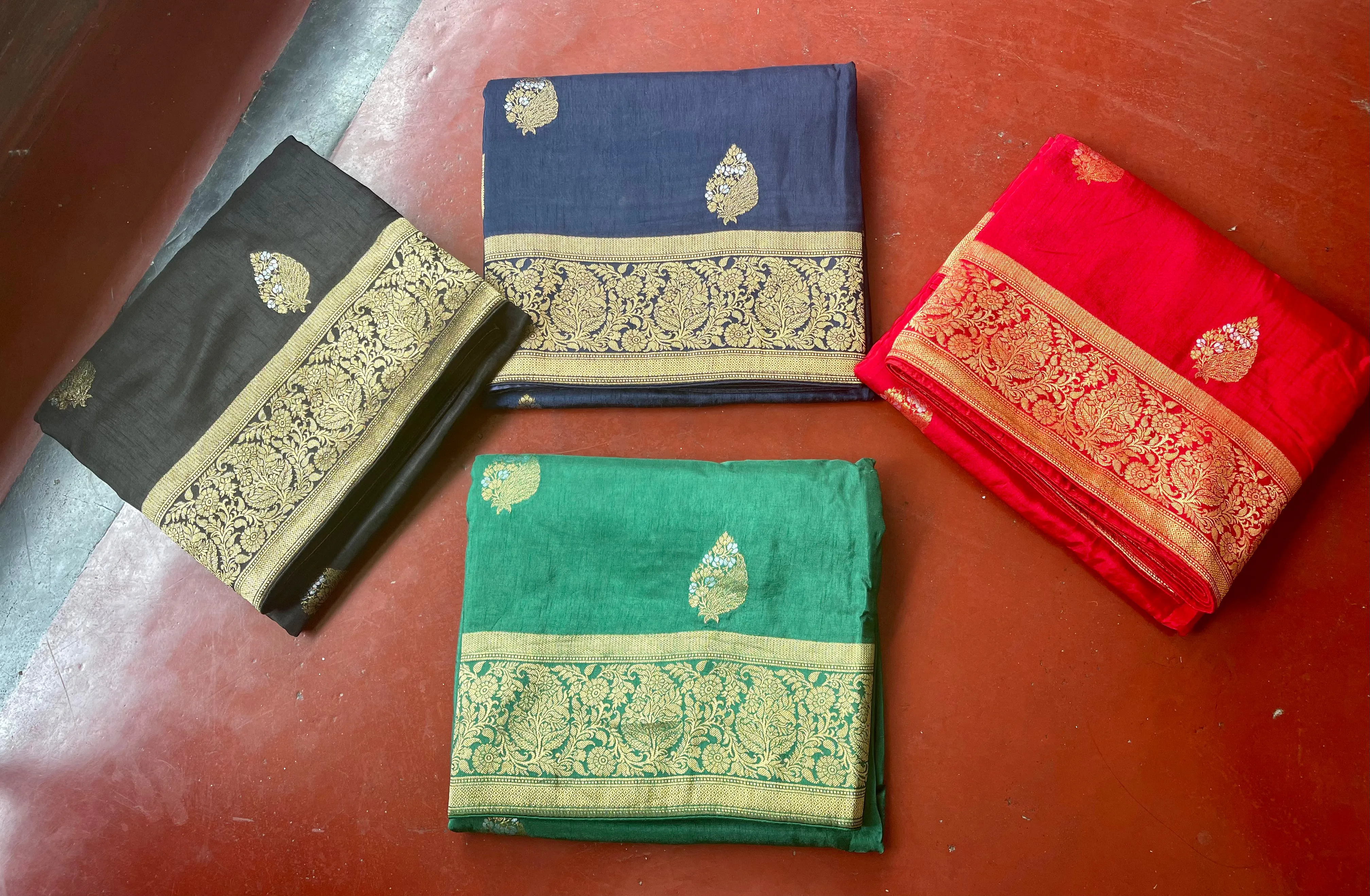 Black, Gold, Silver Dual Tone Muga Silk Saree