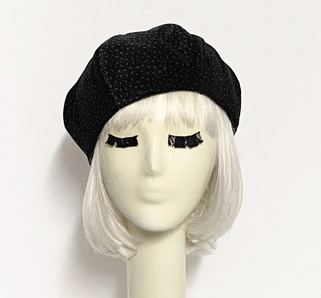Black Velvet Floral Beret