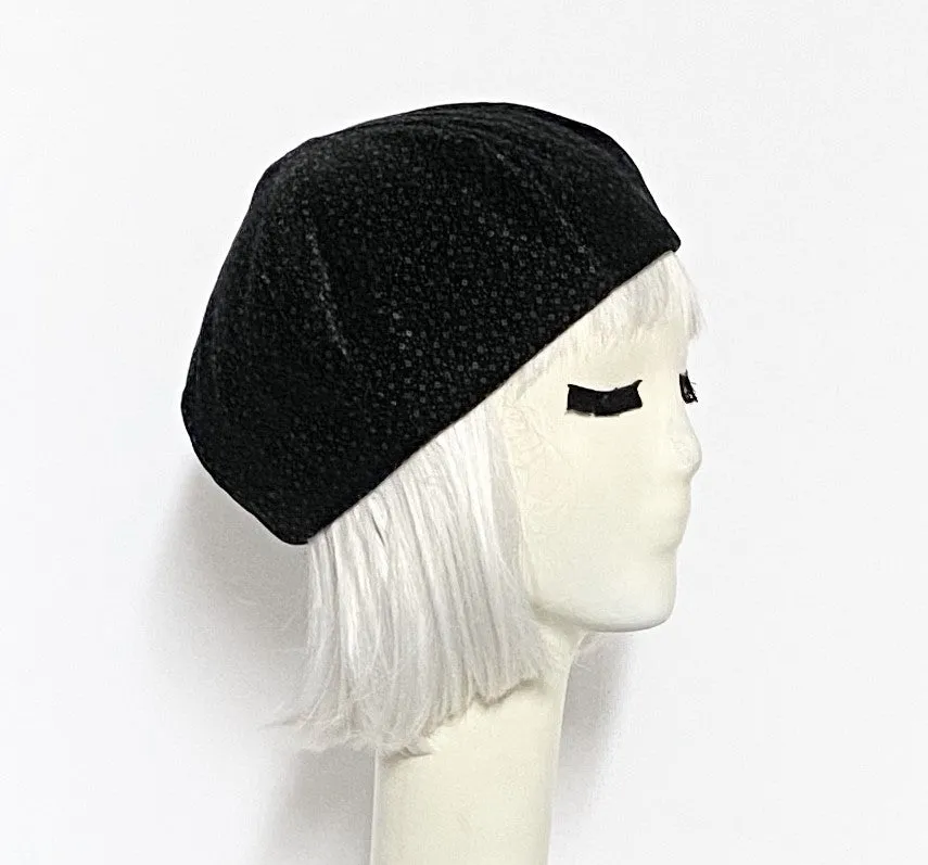 Black Velvet Floral Beret