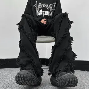 Bonsir American High Street Hip Hop Men and Women Trendy Personality Hairy Straight leg Jeans Couple Loose Retro Casual Pants y2k