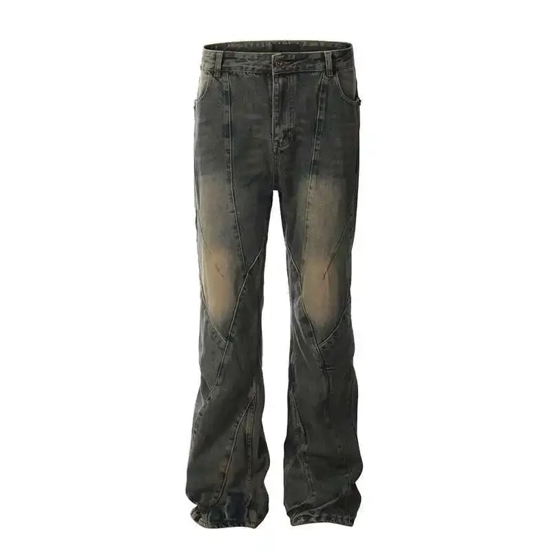 Bonsir American retro high street hip-hop men and women trendy personality straight leg jeans couple loose washed casual pants y2k