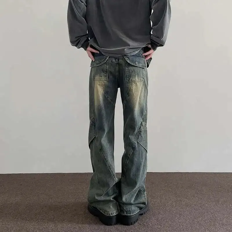 Bonsir American retro high street hip-hop men and women trendy personality straight leg jeans couple loose washed casual pants y2k