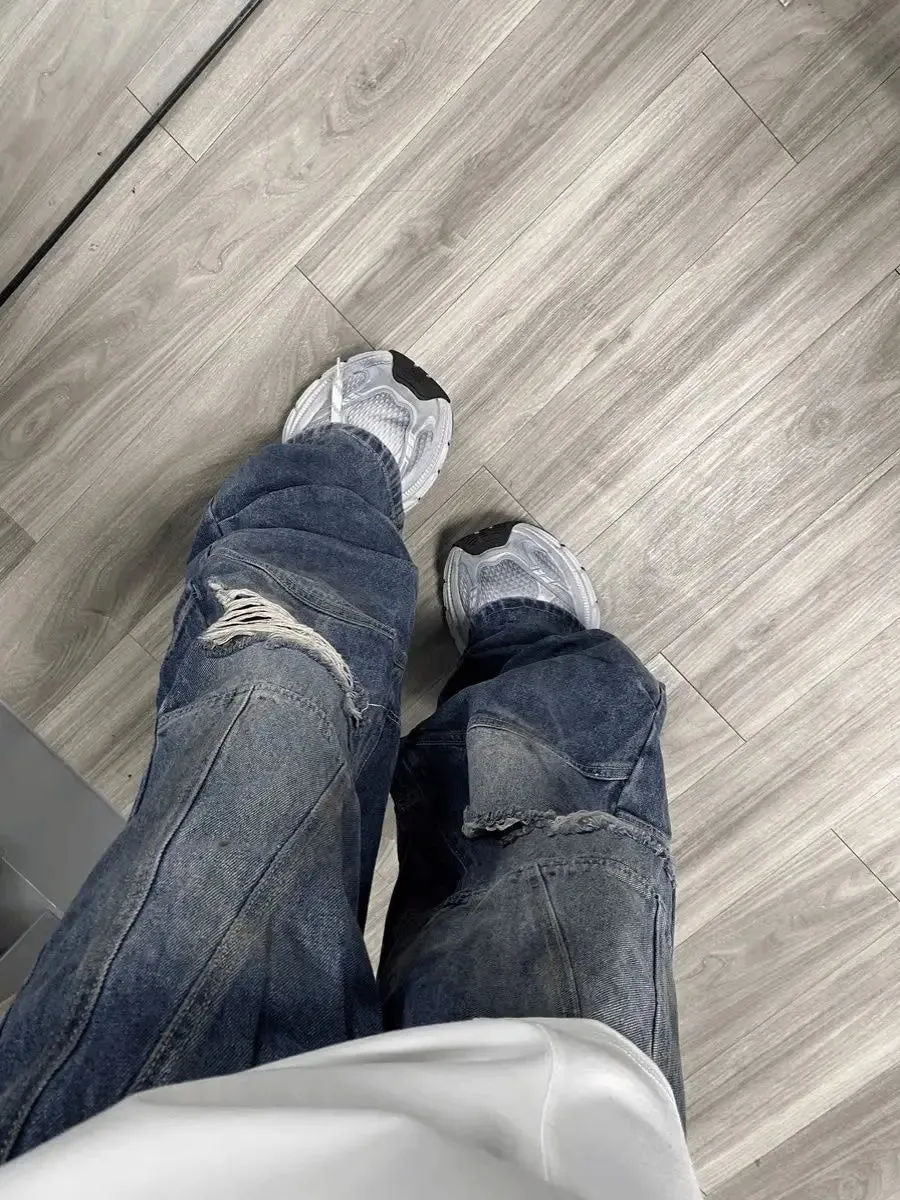 Bonsir Autumn High Street Retro Men and Women Trendy Personalized Straight Tube Washed Jeans Couple Loose Hip Hop Wide Leg Casual Pants