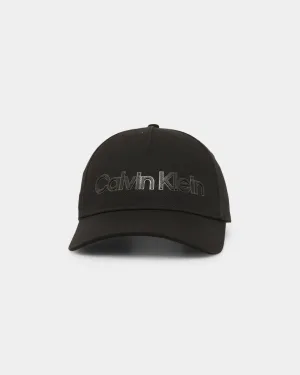 Calvin Klein Leather Lettering Baseball Cap Ck Black