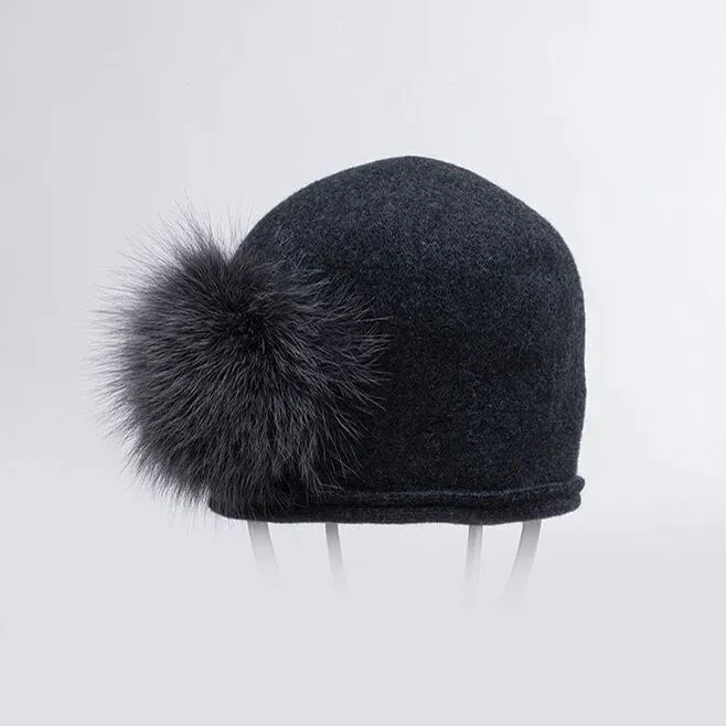 Canadian Hat | Cici | Ormos Hat with Upcycled Fur Side Pom