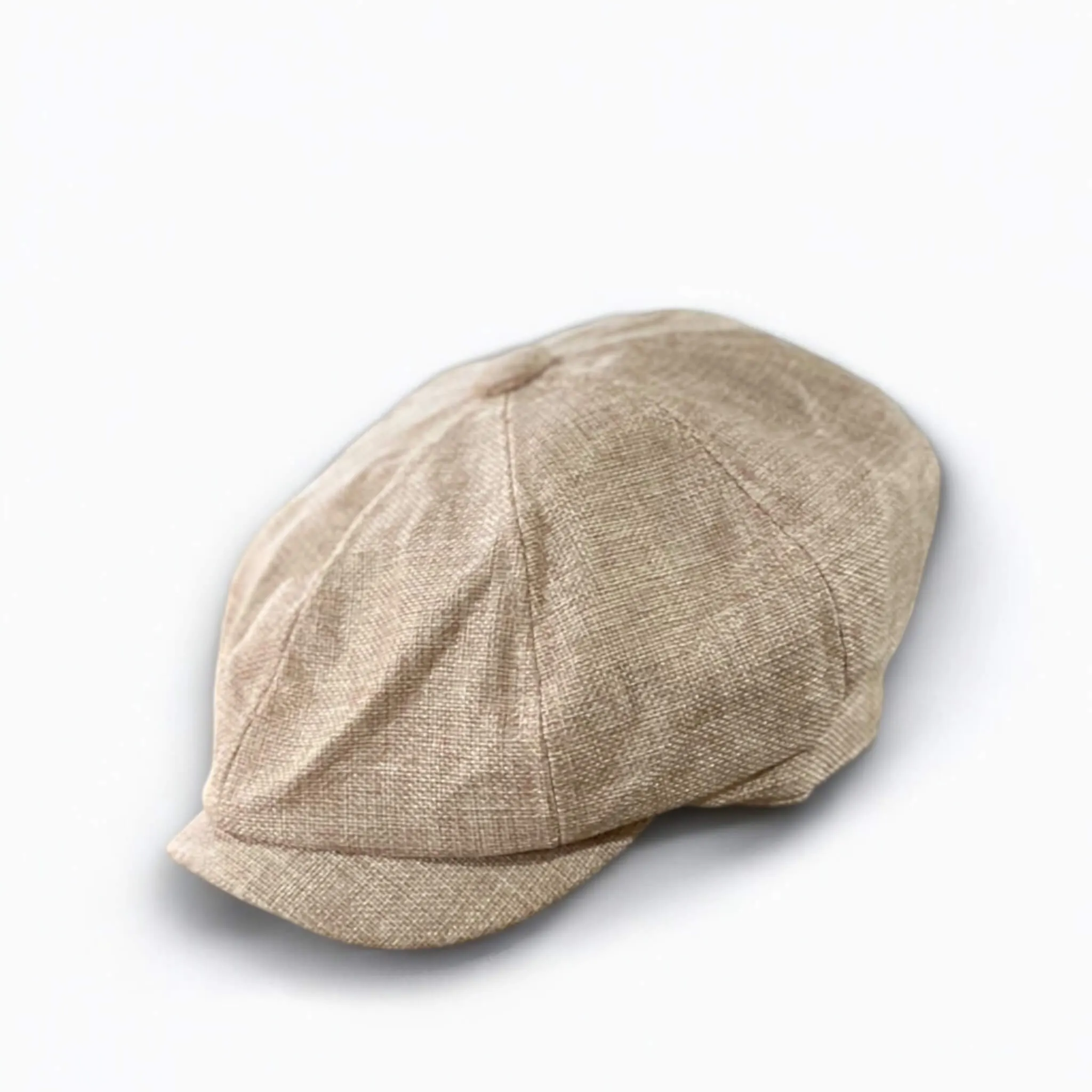 Checks Beige Linen Newsboy Flat Cap