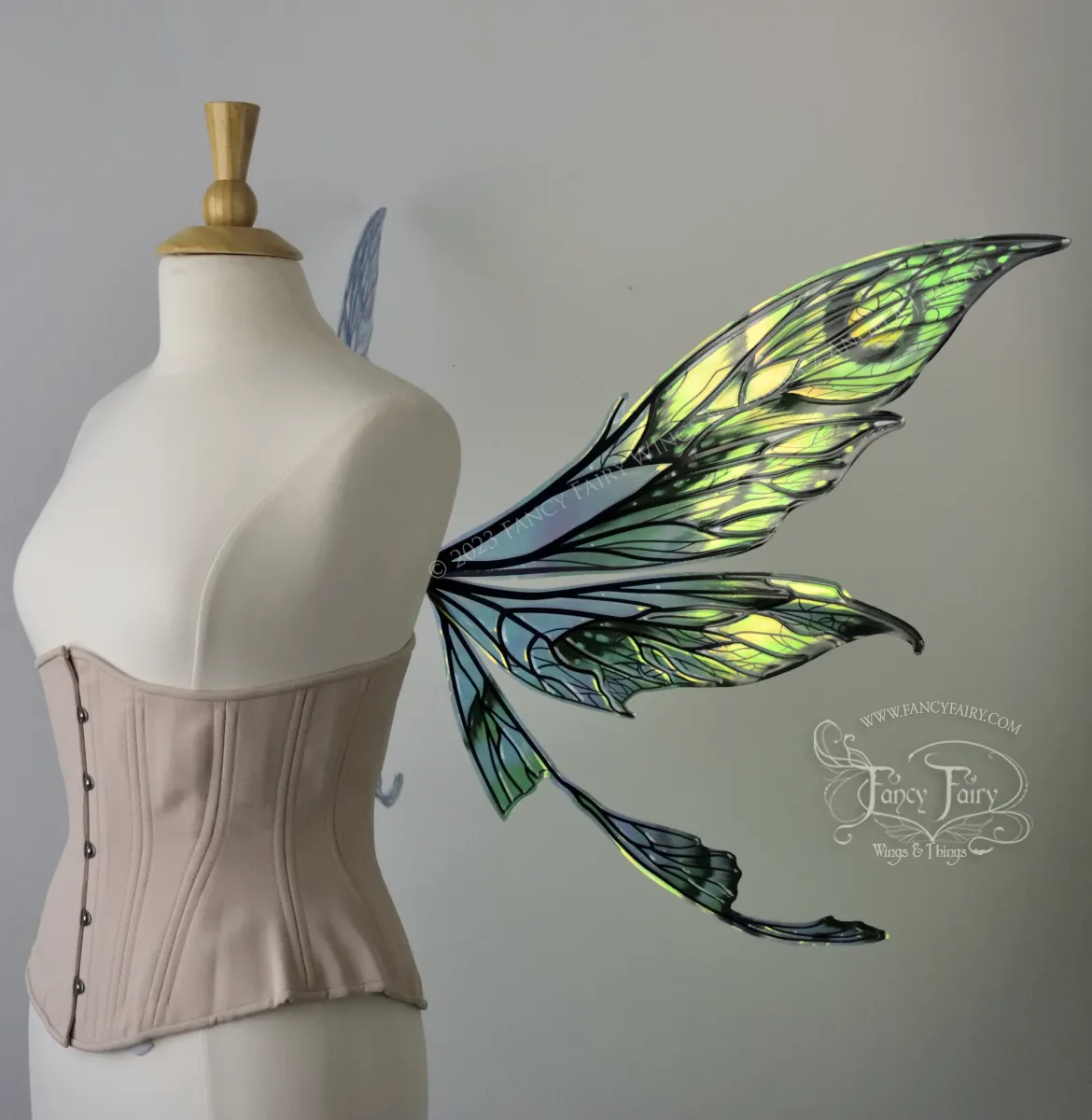 Colette 'Absinthe & Arsenic' Painted Convertible Iridescent "Pix" Fairy Wings with Black Veins