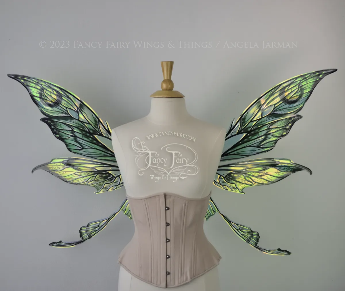 Colette 'Absinthe & Arsenic' Painted Convertible Iridescent "Pix" Fairy Wings with Black Veins