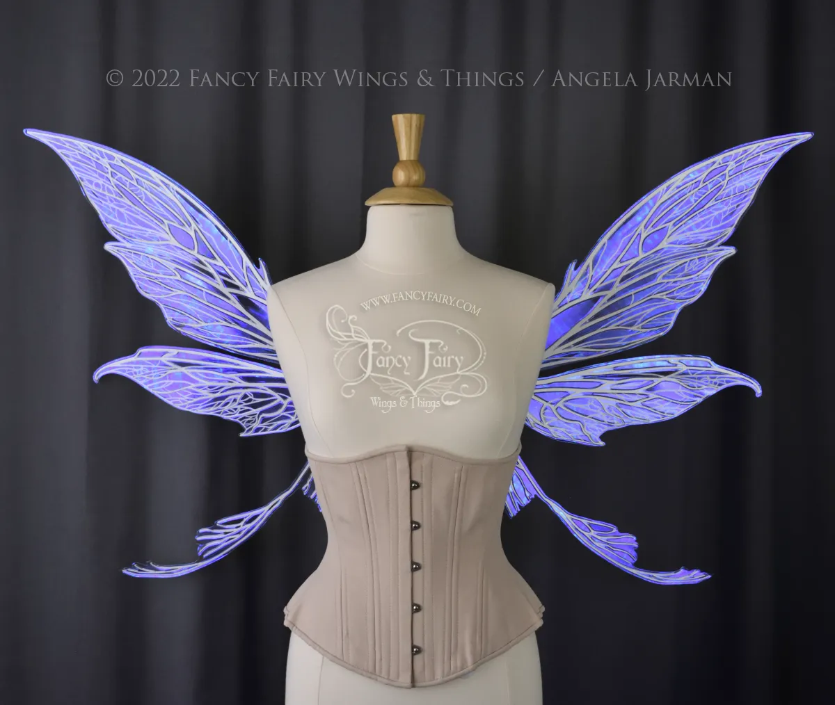 Colette Convertible Iridescent "Pix" Fairy Wings in Ultraviolet with white veins