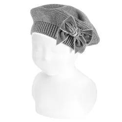 Cotton Beret with Velvet Bow