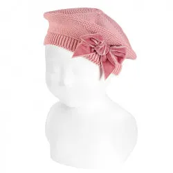 Cotton Beret with Velvet Bow