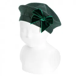 Cotton Beret with Velvet Bow