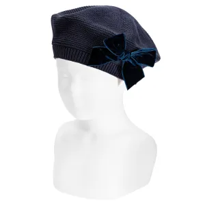Cotton Beret with Velvet Bow