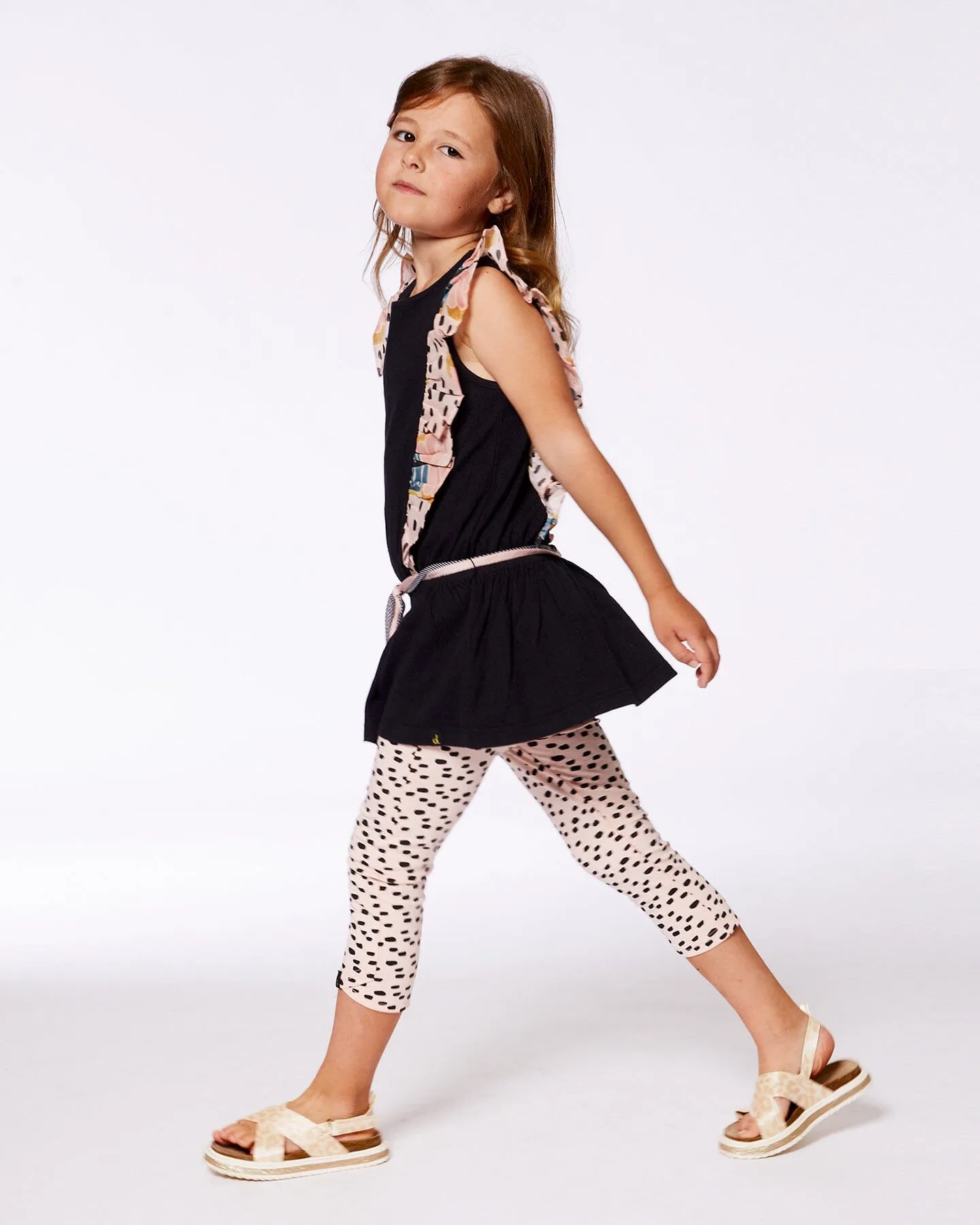 Crinkle Tunic Top Black And Pink Butterflies