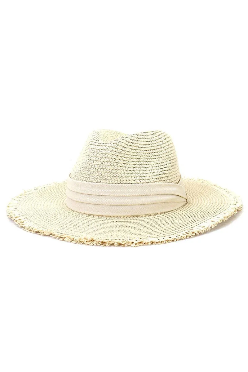 DANDY CLOTH BAND DISTRESSED BRIM PANAMA HAT