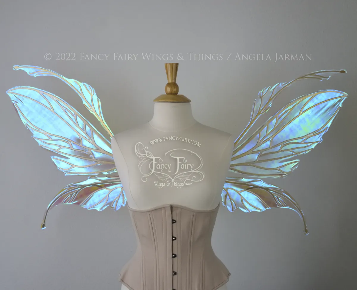 Datura Iridescent Convertible Fairy Wings in Opal with Gold Veins