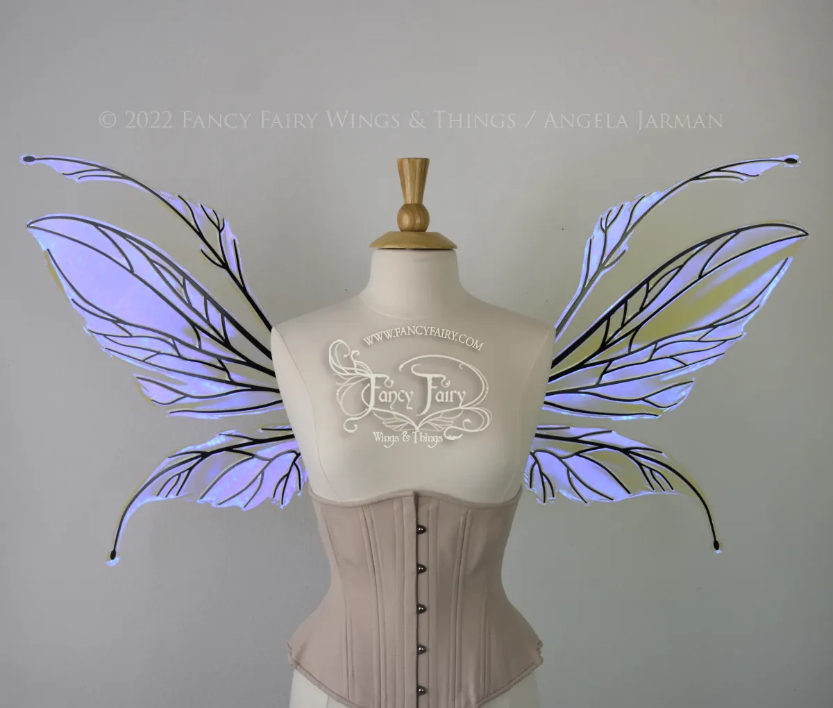 Datura Iridescent Convertible Fairy Wings in Ultraviolet with Black Veins, Ready to Ship