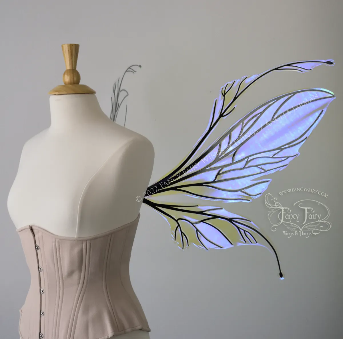 Datura Iridescent Convertible Fairy Wings in Ultraviolet with Black Veins, Ready to Ship
