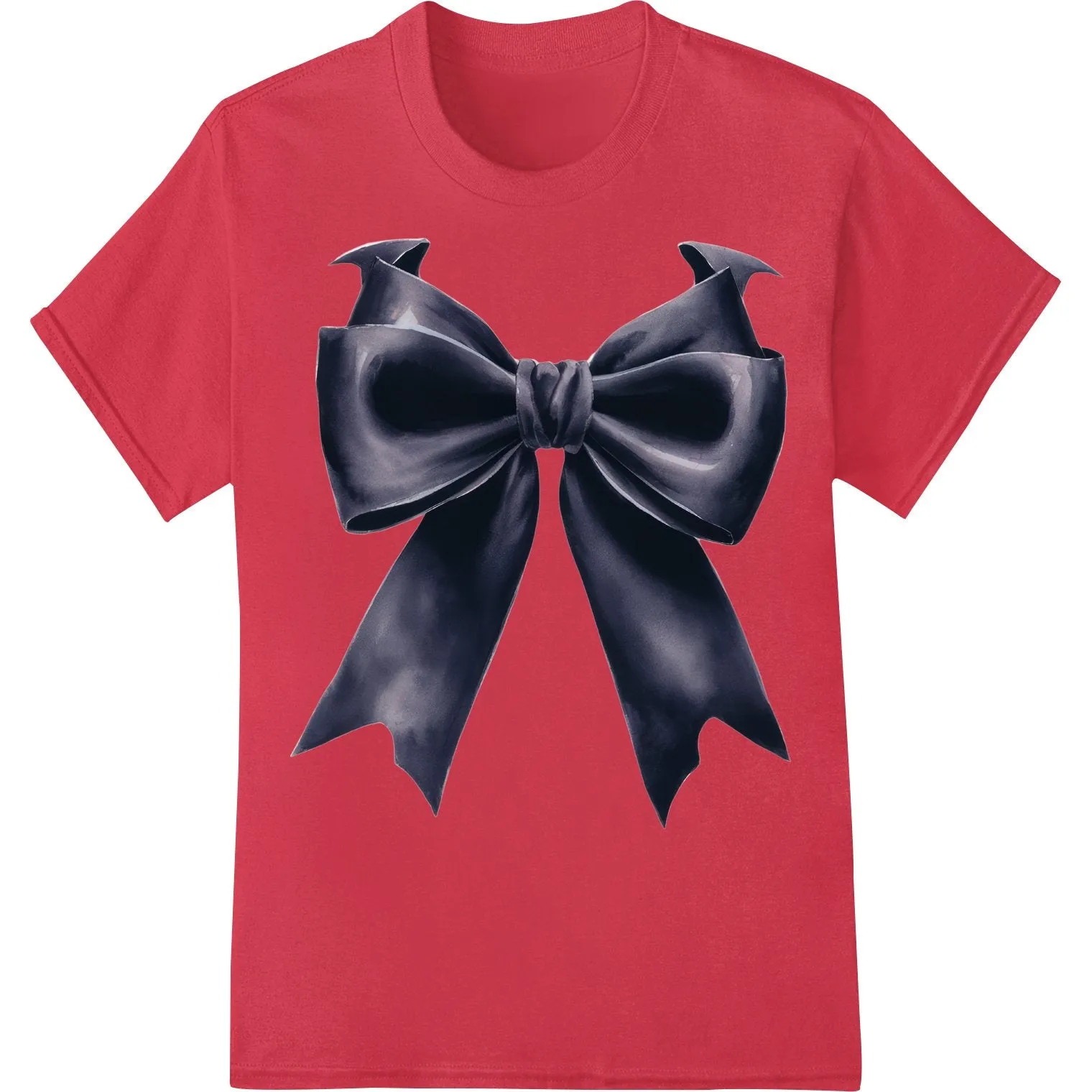 Elegant Black Satin Bow Heat Transfer by Super DTF