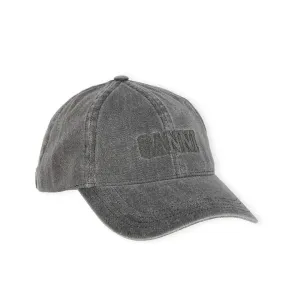 Embroidered Denim Logo Cap (Black)