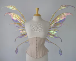 Fauna Iridescent Convertible Fairy Wings and Winged Hair Comb set in Opal Rainbow with Swarvski Crystals