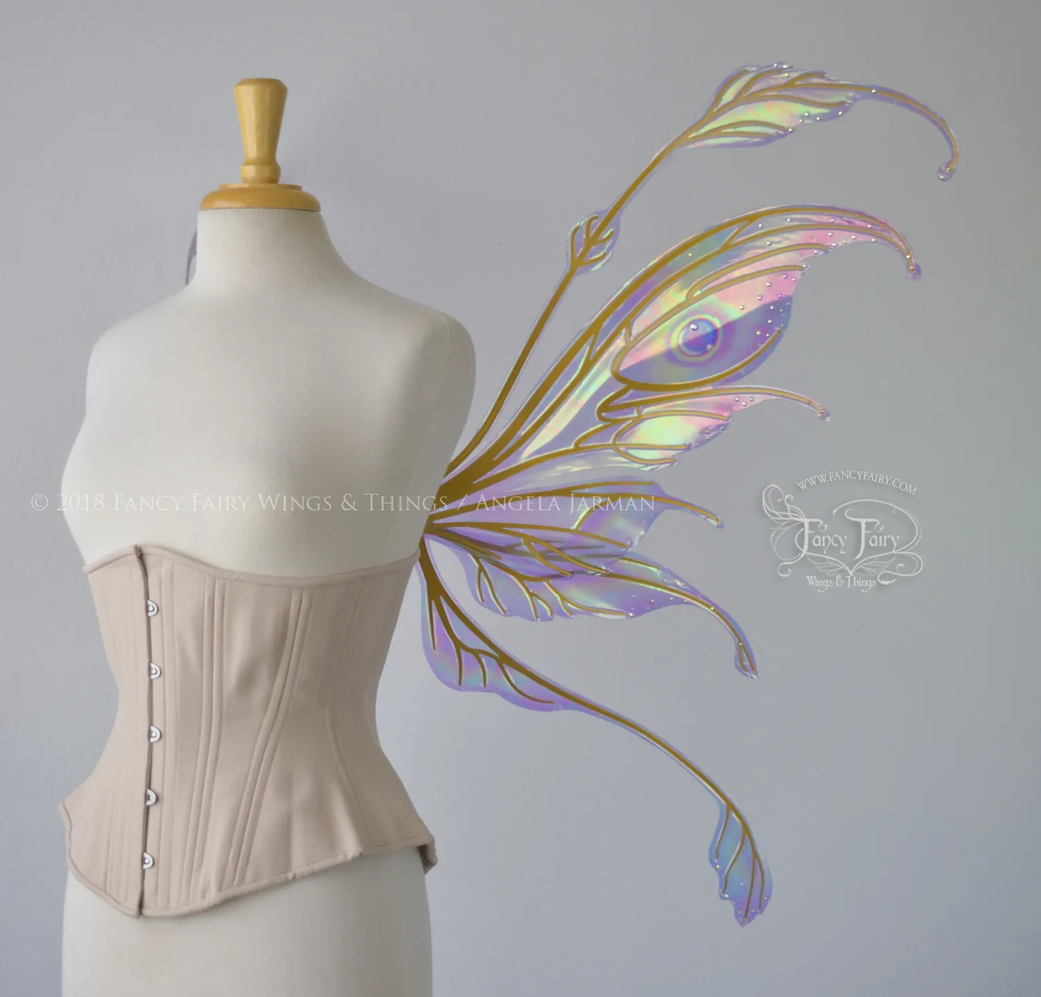 Fauna Iridescent Convertible Fairy Wings and Winged Hair Comb set in Opal Rainbow with Swarvski Crystals