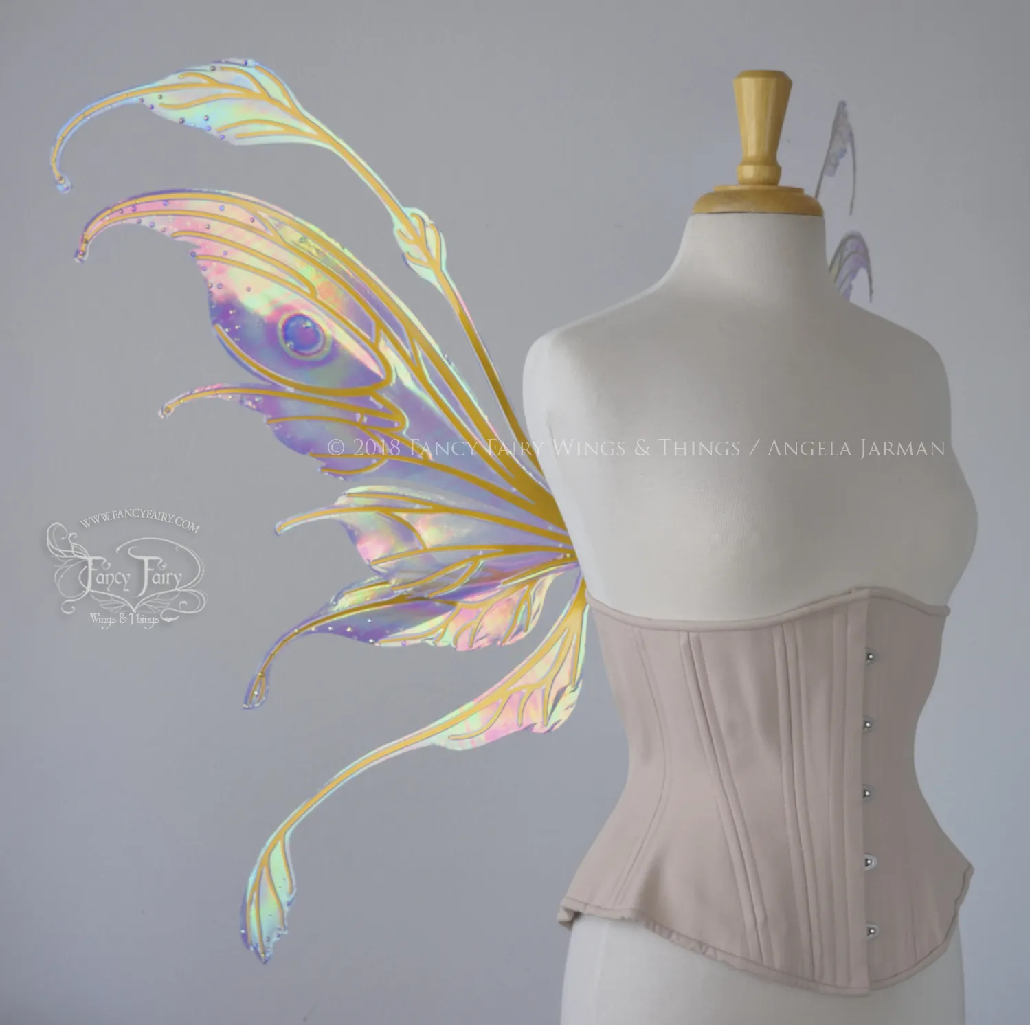 Fauna Iridescent Convertible Fairy Wings and Winged Hair Comb set in Opal Rainbow with Swarvski Crystals