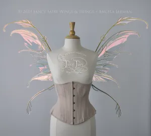 Fauna Iridescent Convertible Fairy Wings in Blush with Gold Veins, Ready to Ship