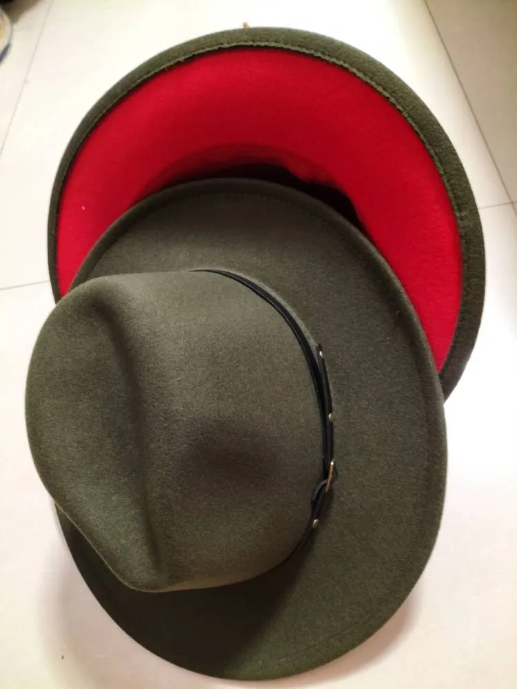 Flat Brim European And American  Woolen Top Color Matching  Fedora Jazz Hat