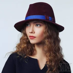 Fur Felt Women's Fedora with Contrast Ribbon Stylish Fall Winter Hat
