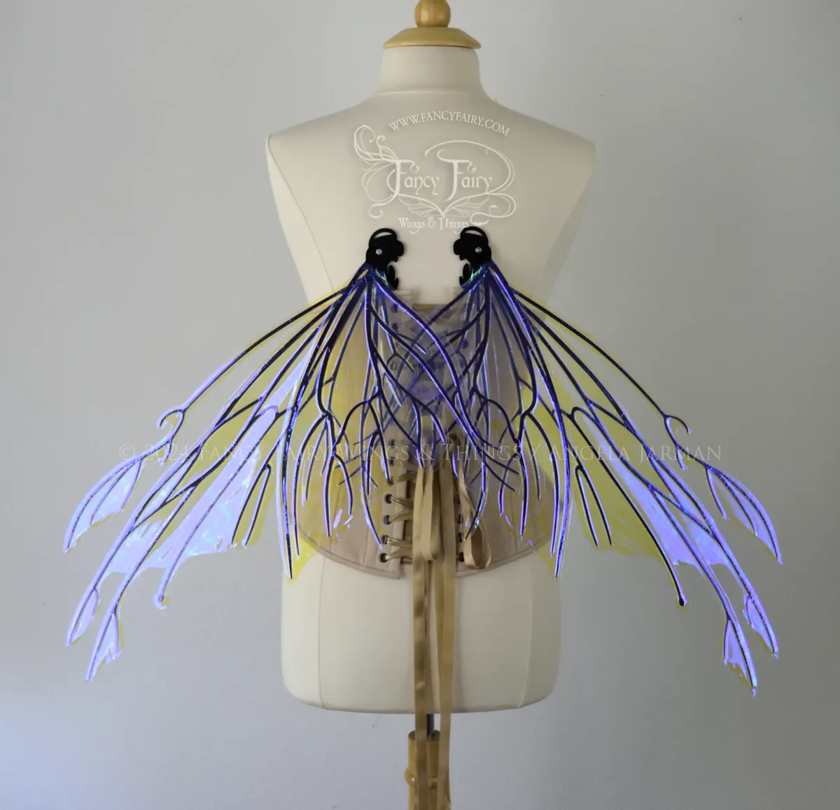 Goblin Princess Convertible Iridescent Fairy Wings in Ultraviolet with Black Veins, Ready to Ship