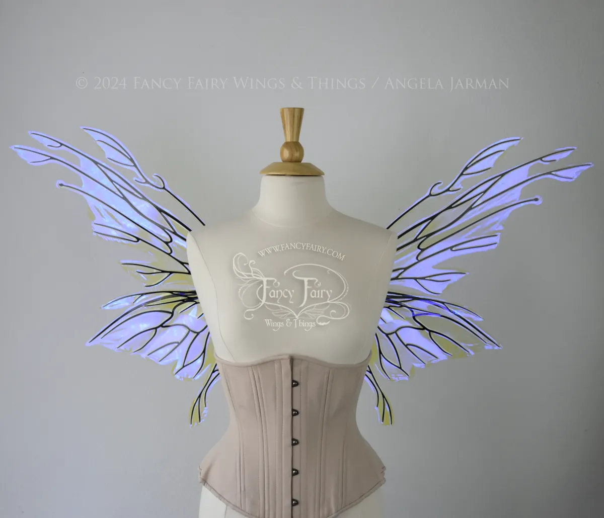 Goblin Princess Convertible Iridescent Fairy Wings in Ultraviolet with Black Veins, Ready to Ship