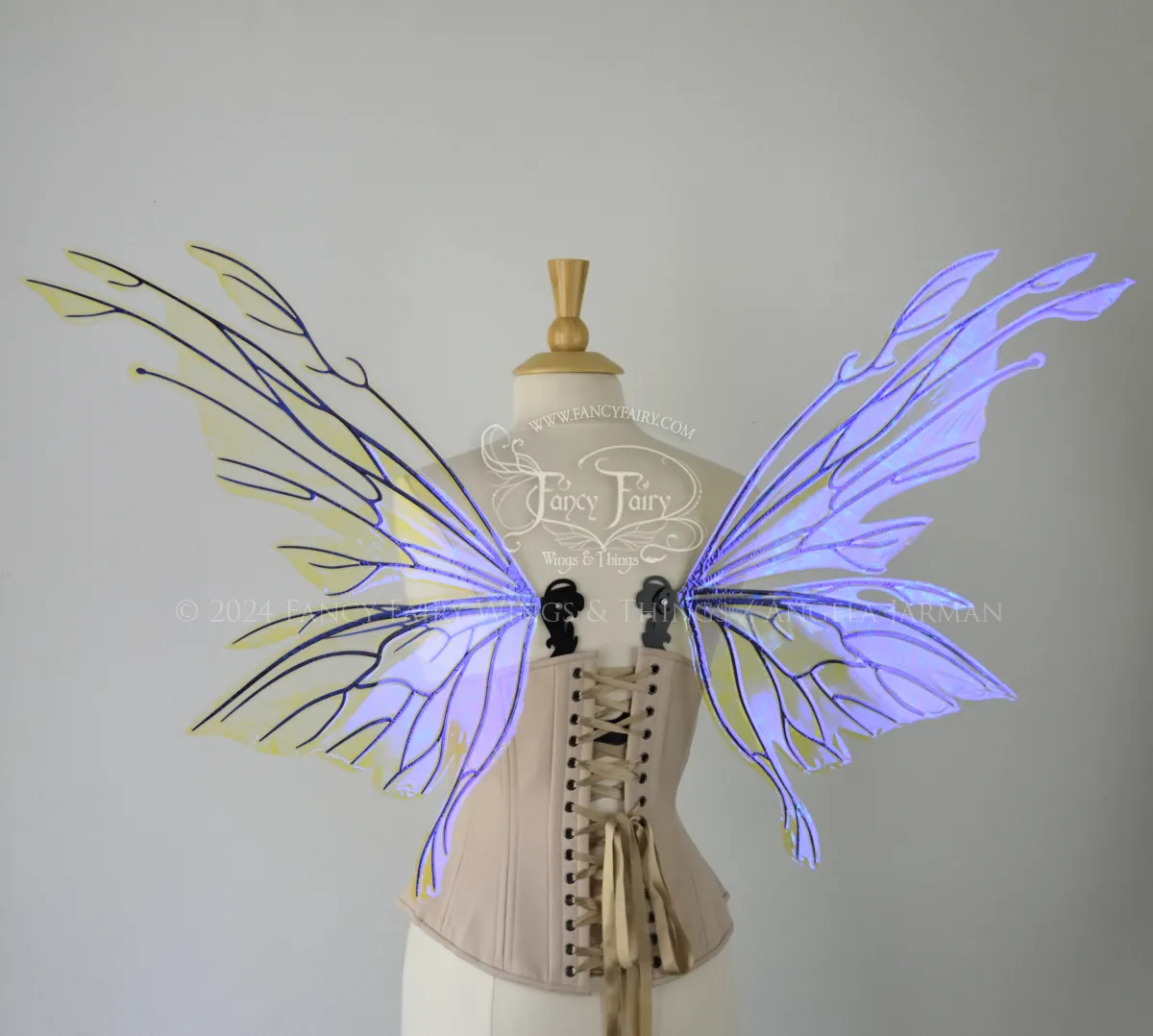 Goblin Princess Convertible Iridescent Fairy Wings in Ultraviolet with Black Veins, Ready to Ship
