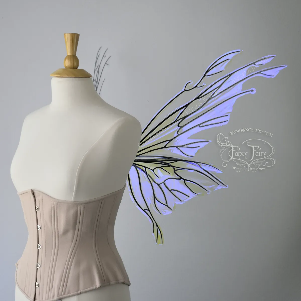 Goblin Princess Convertible Iridescent Fairy Wings in Ultraviolet with Black Veins, Ready to Ship