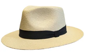 K. Dorfzaun Grade 3 Large brimmed Panama in Natural with black band