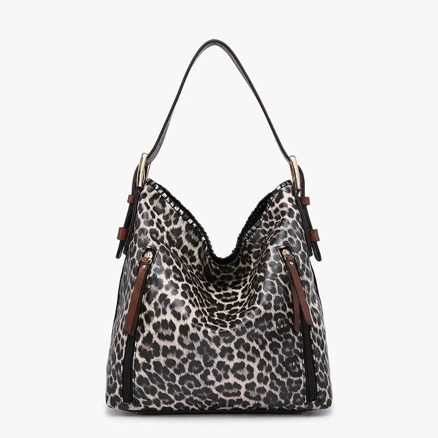 Leopard Alexa 2-in-1 Hobo Bag W/Dual Zip Compartments