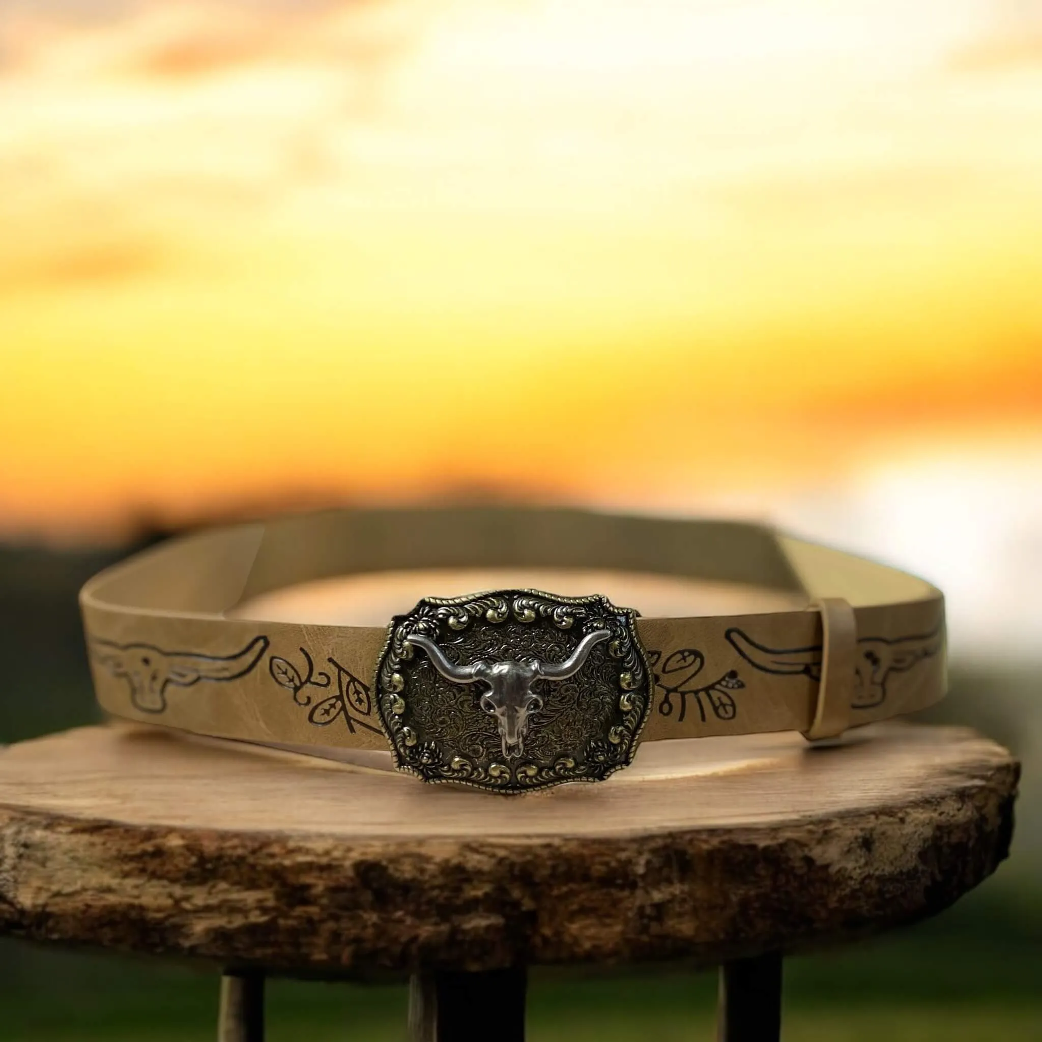 Long Horn Bull Cowgirl Belt