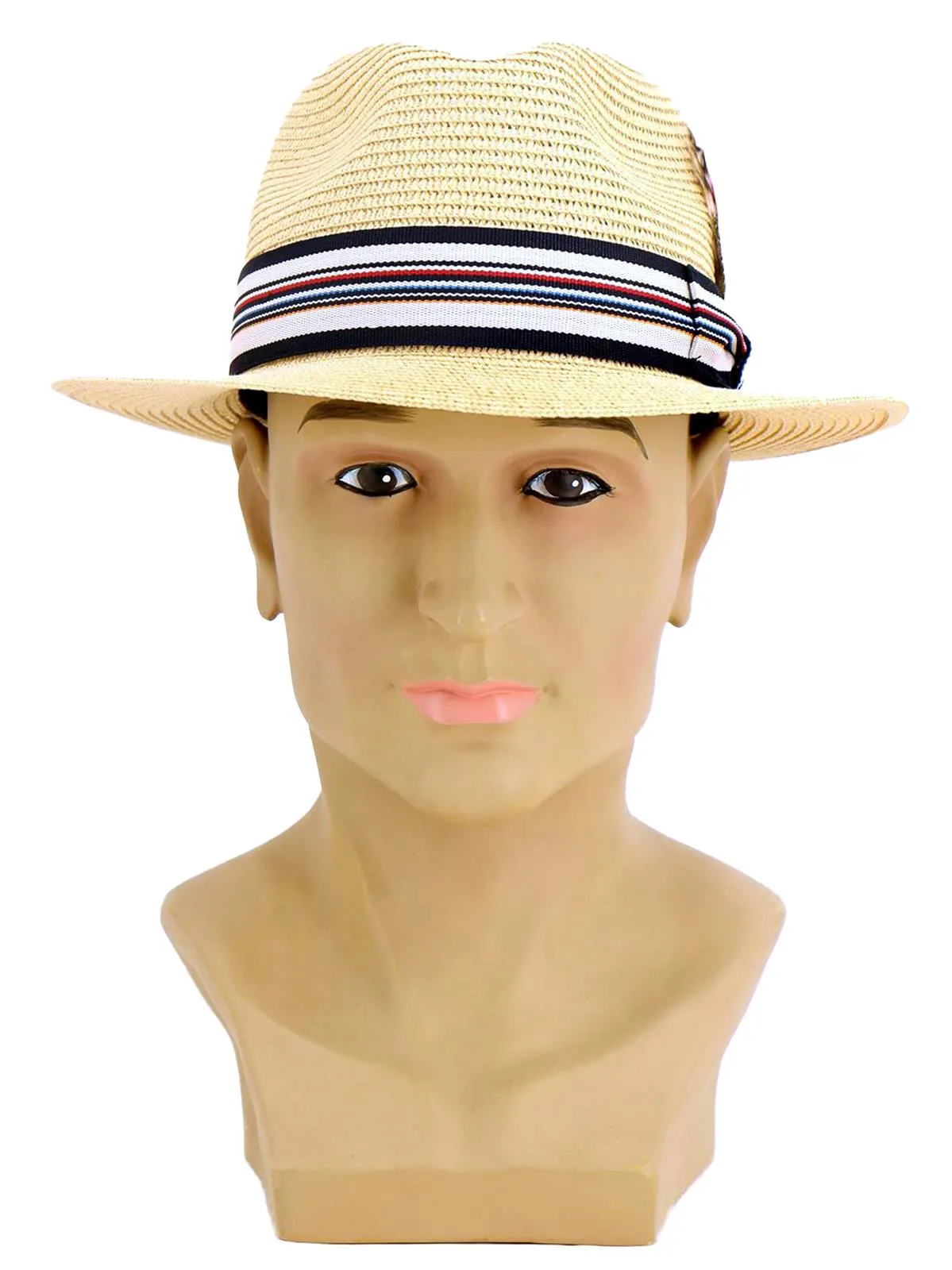 Mens Summer Vintage Style Straw Fedora Hat