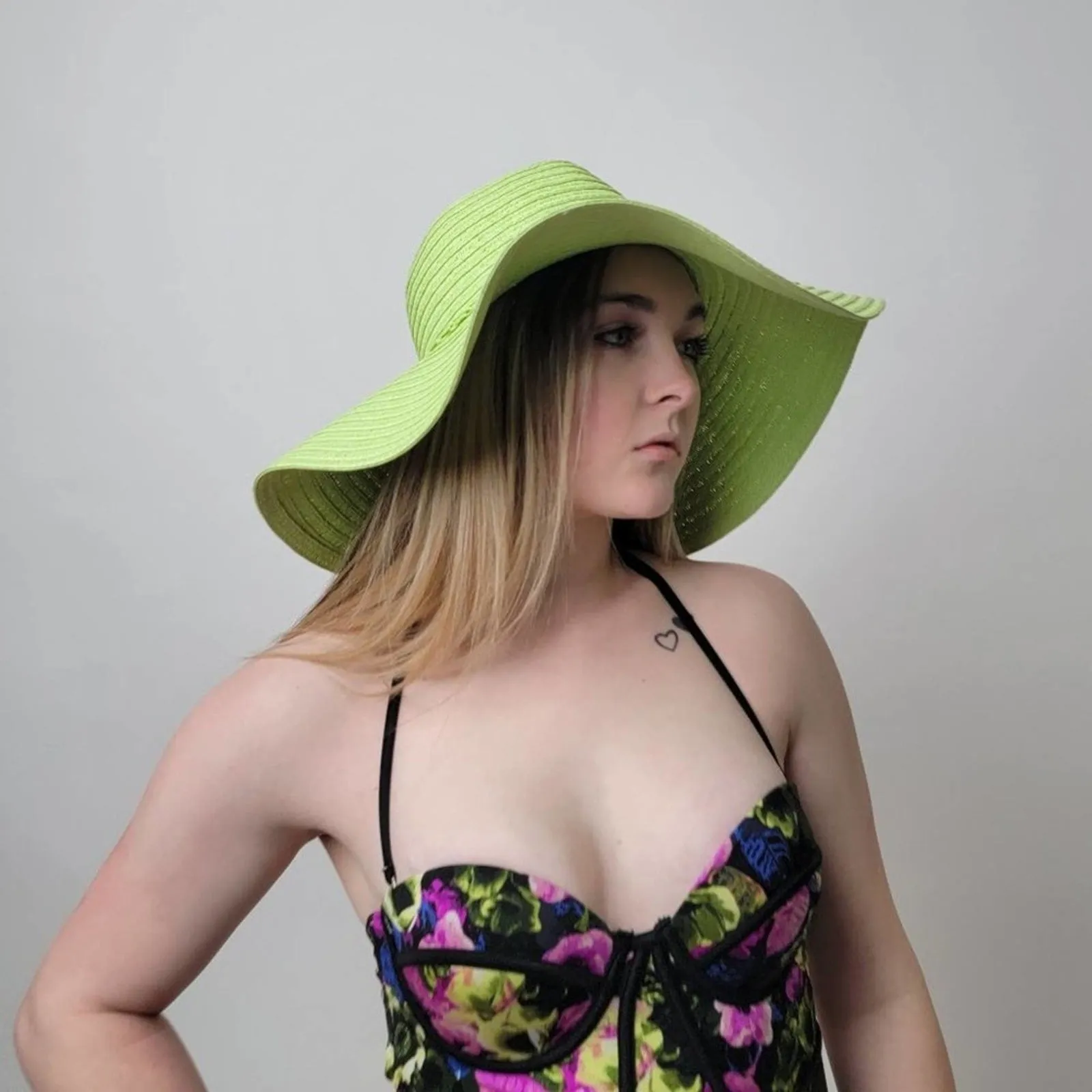 NWT Wide Brim  Lime Summer Hat