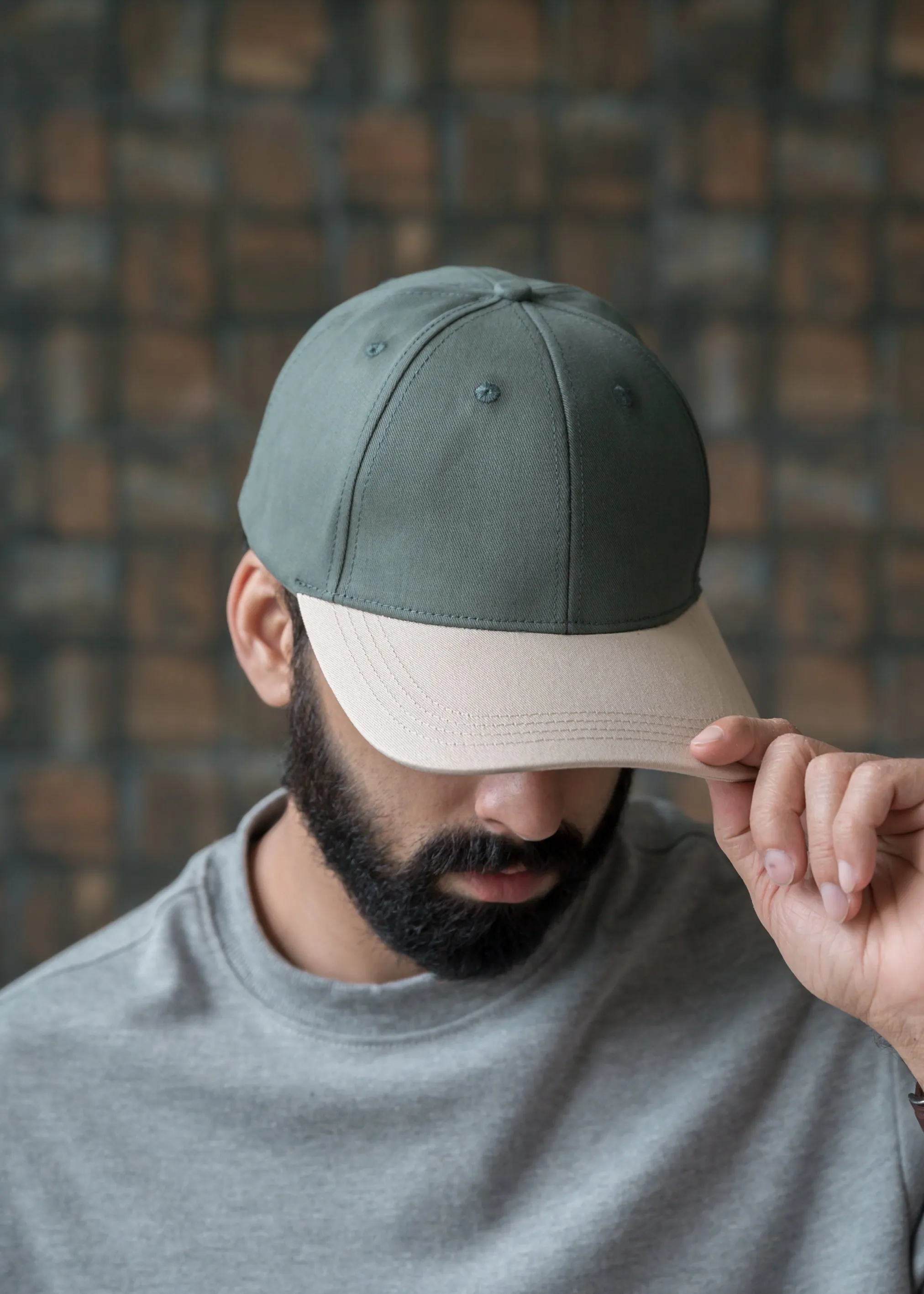 Off-White & Green — Dual Tone Twill Cap